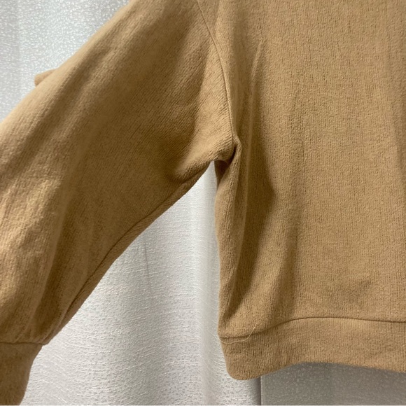 a new day Women's Tan Brown Ruffle
Sleeve Sweater Size Medium cozy crewneck - Picture 3 of 15